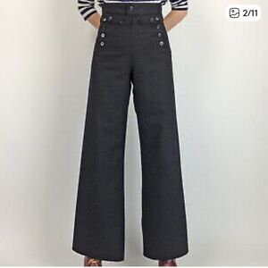 Vintage Navy Sailor Pants 30R Button Front Wide Leg Lace Back Wool EUC